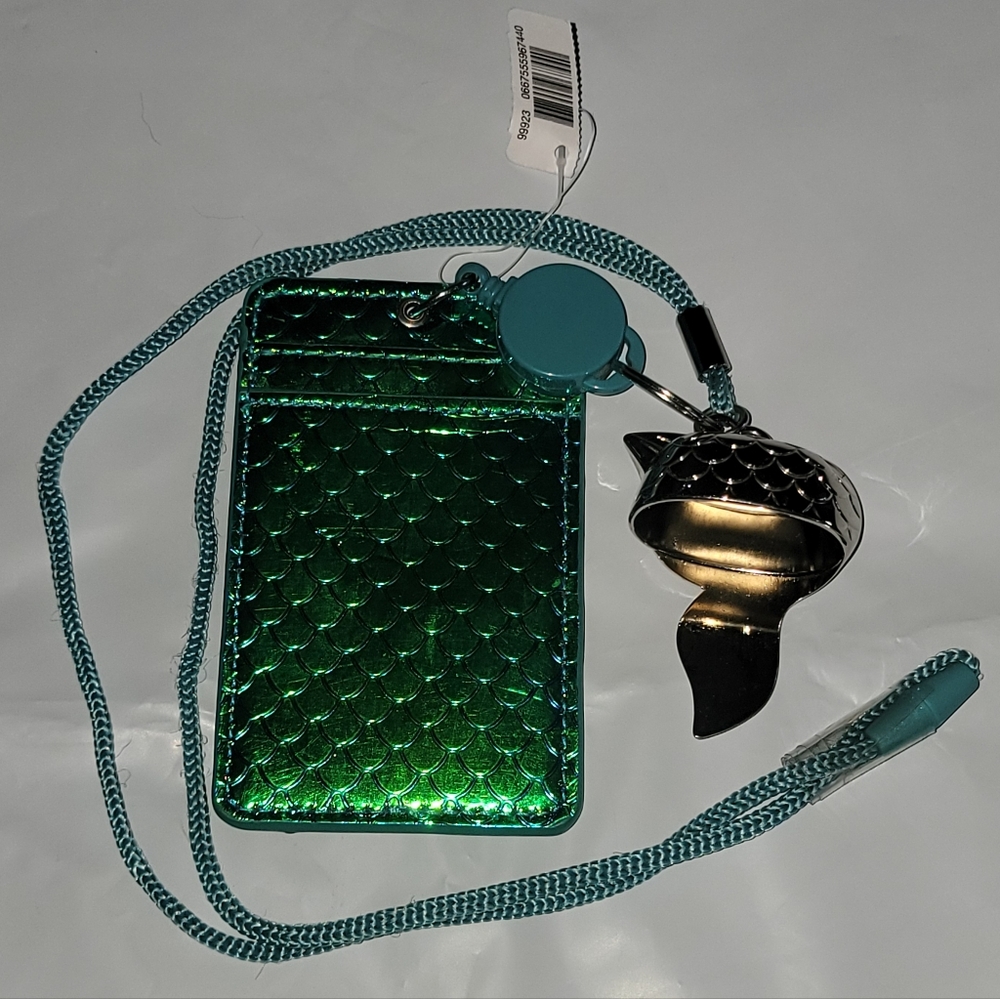 Bath & Body Works Wearable Mermaid ID Card Pocketbac Holder Lanyard Keyring